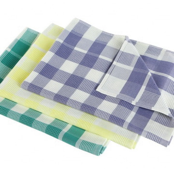 Dope-dyed microfiber waffle kitchen towel